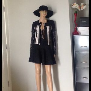 BCBG XS lace leather zipper jacket new!